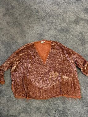 ASOS Rust Copper Sequin V-Neck Top